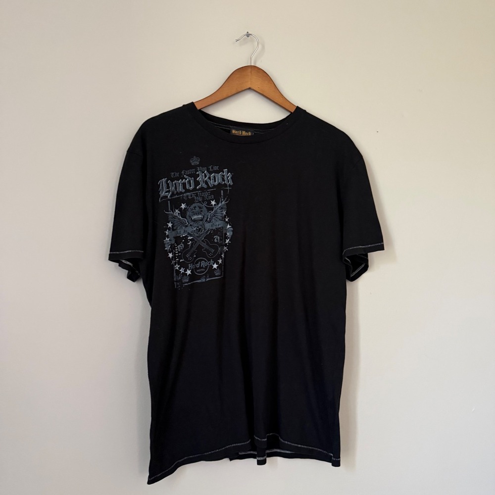 Y2K Hard Rock Couture Chicago Graphic T-Shirt Black Short Sleeve Tee